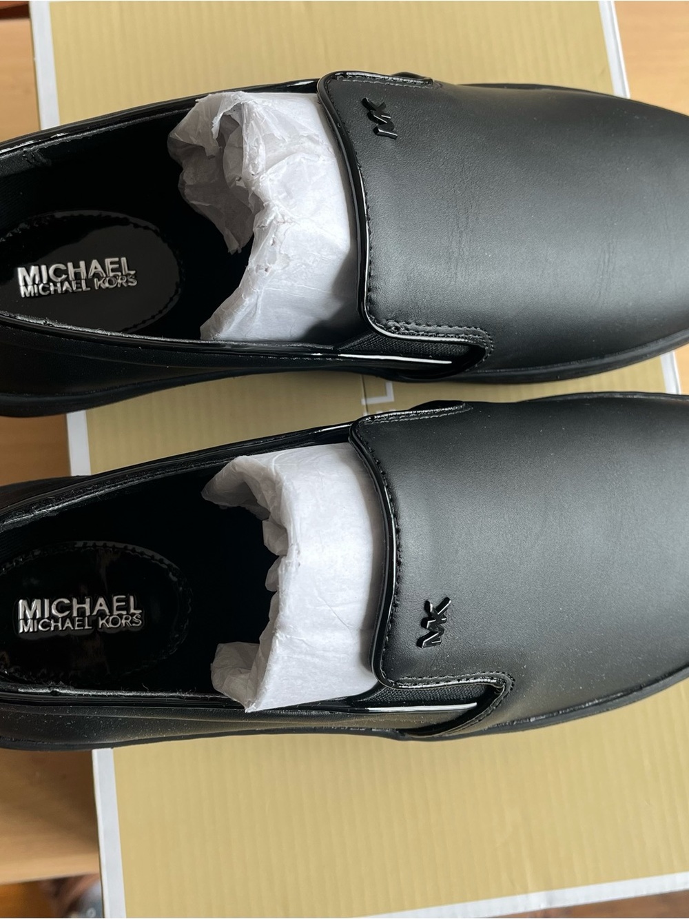 Michael Kors Keaton Black Leather Slip-On Loafers 9.5